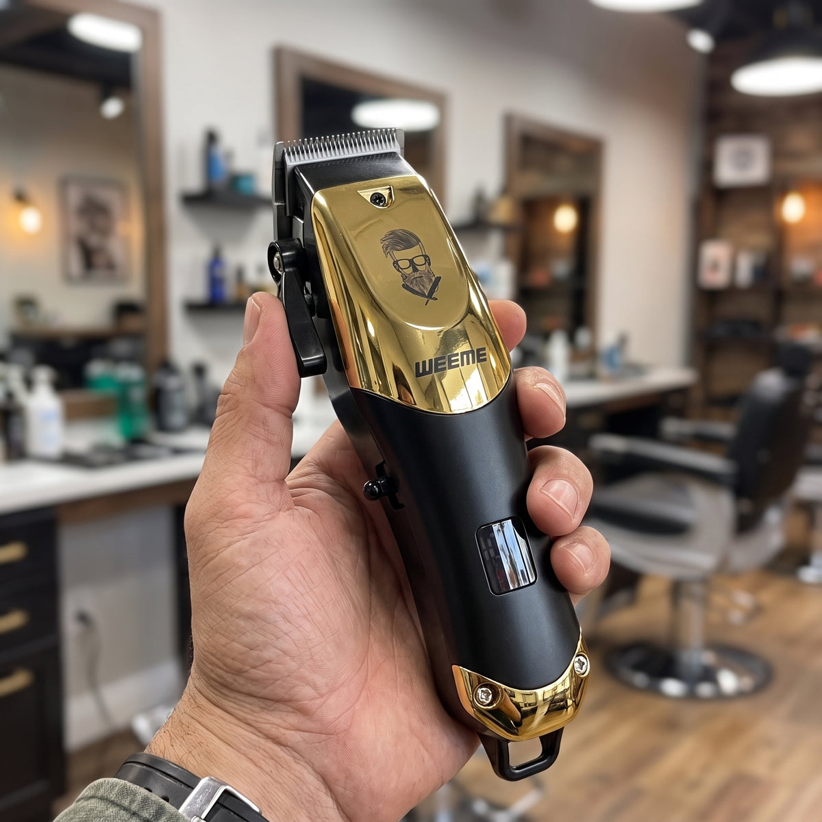 WEEME Professional Hair Clipper Set | Adjustable Taper Lever Cordless Hair Trimmer with Smart LED Display & 4 Guide Combs