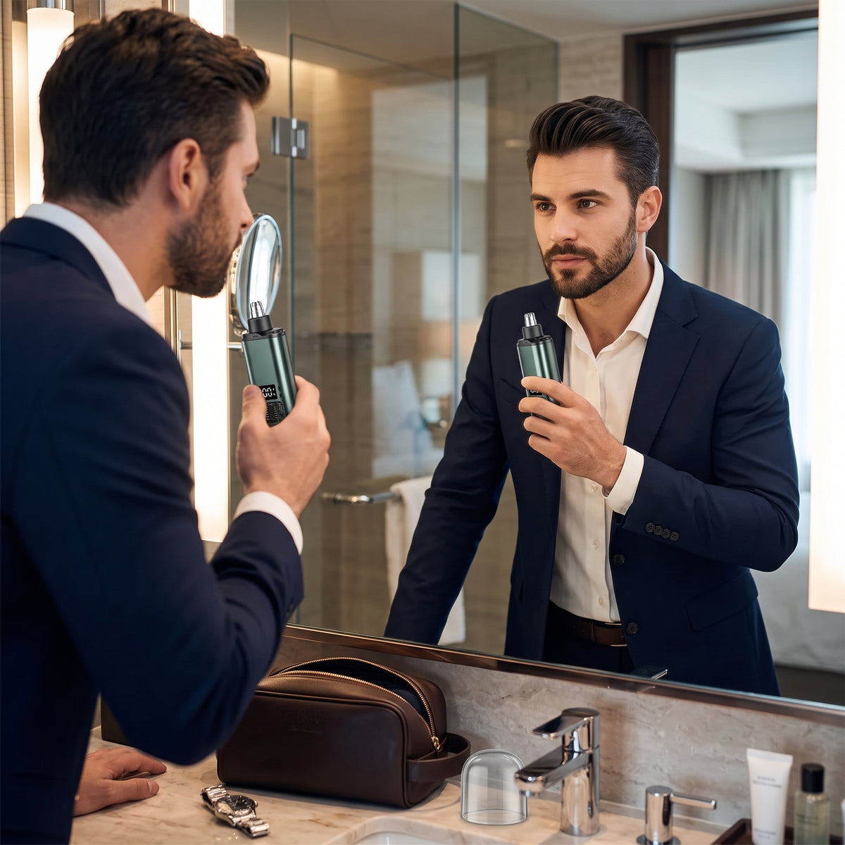 Smart Electric Nose Hair Trimmer with LED Battery Display – Pocket Size Rechargeable Groomer