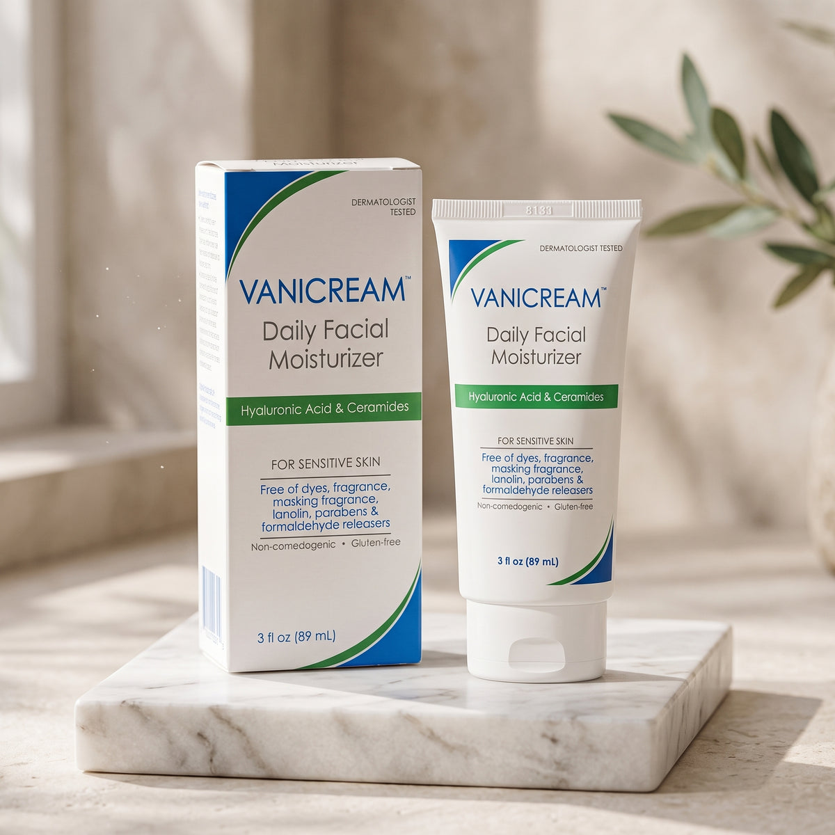 Vanicream Daily Facial Moisturizer (89ml) – Hyaluronic Acid & Ceramides Cream for Sensitive Skin