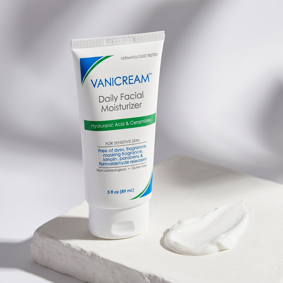 Vanicream Daily Facial Moisturizer (89ml) – Hyaluronic Acid & Ceramides Cream for Sensitive Skin