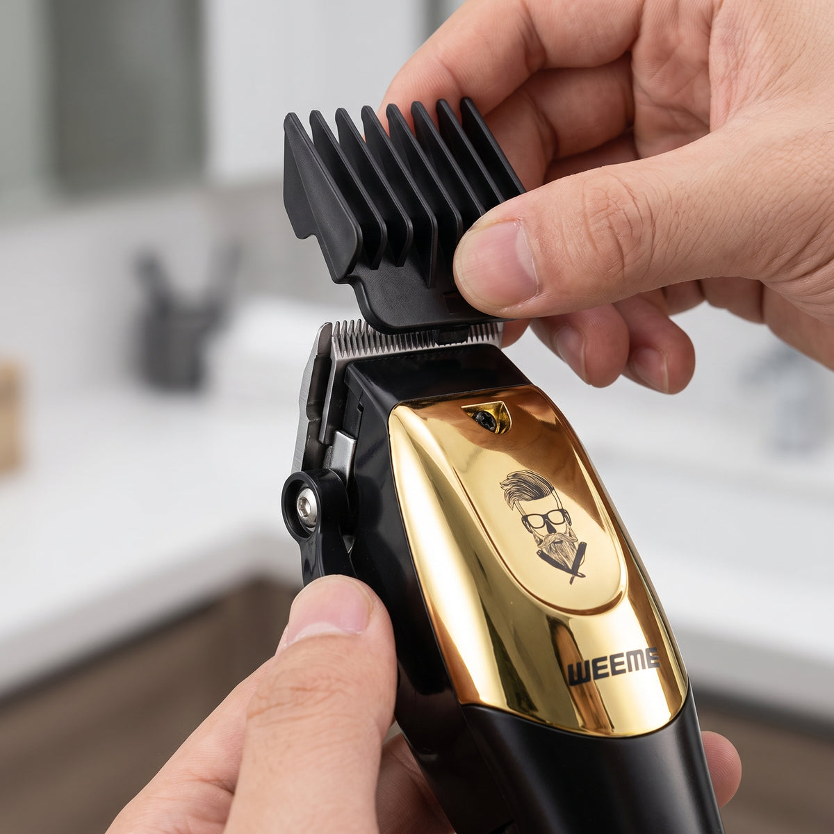 WEEME Professional Hair Clipper Set | Adjustable Taper Lever Cordless Hair Trimmer with Smart LED Display & 4 Guide Combs