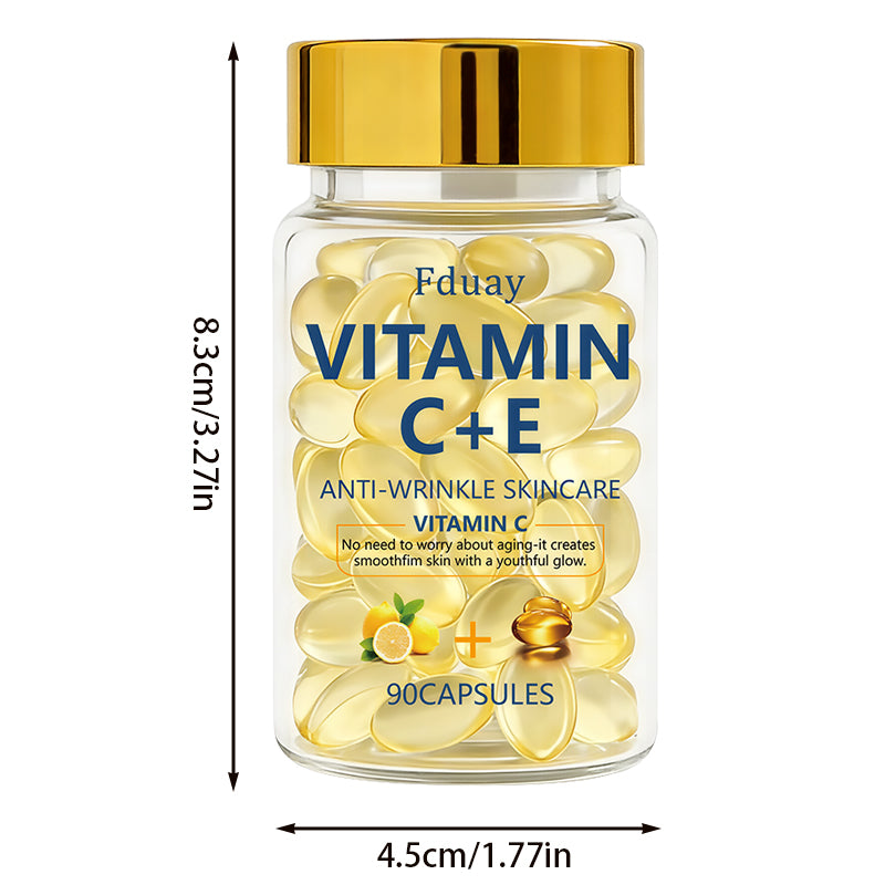 Fduay Vitamin C + E Anti-Wrinkle Facial Serum Capsules – Brightening & Firming Essence
