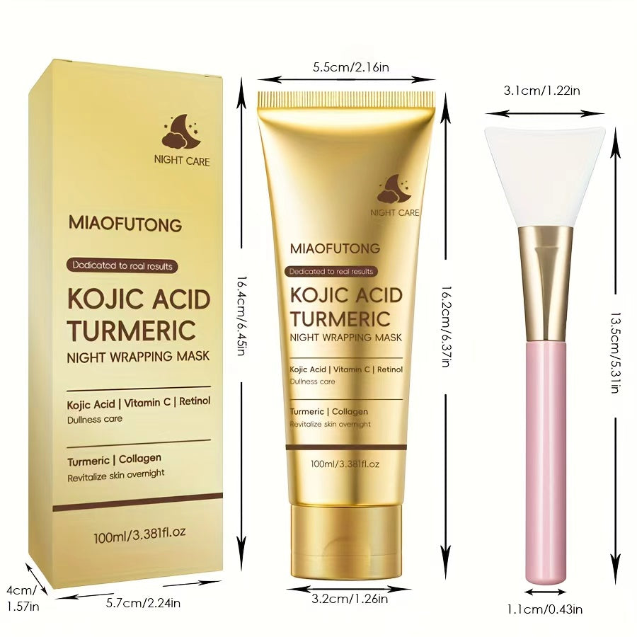 MIAOFUTONG Kojic Acid & Turmeric Night Wrapping Mask – Brightening & Anti-Aging Overnight Face Mask