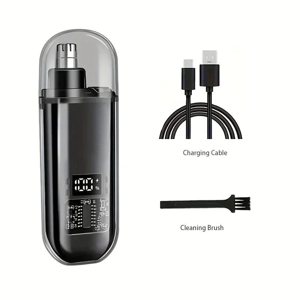 Smart Electric Nose Hair Trimmer with LED Battery Display – Pocket Size Rechargeable Groomer