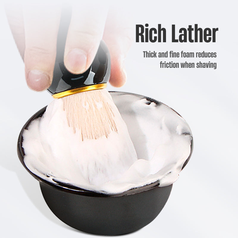 3-Piece Men's Wet Shaving Grooming Set – Razor Brush Holder Stand, Foam Brush & Bowl