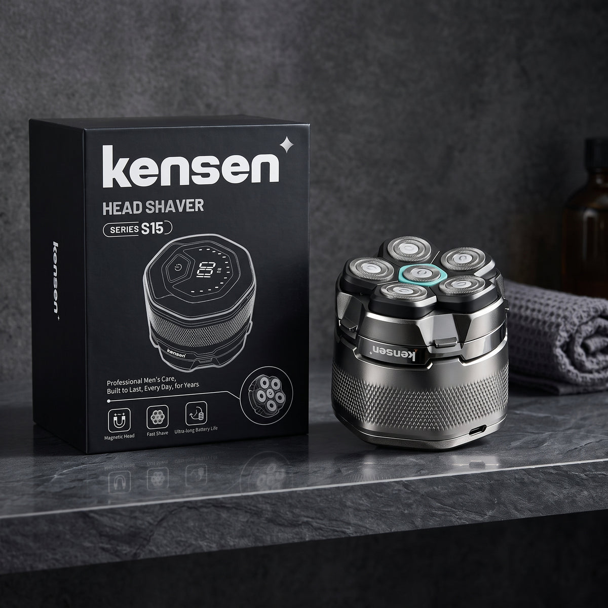 Kensen Professional 6D Rotary Head Shaver – Fast Shaving Bald Head Razor with Magnetic Head