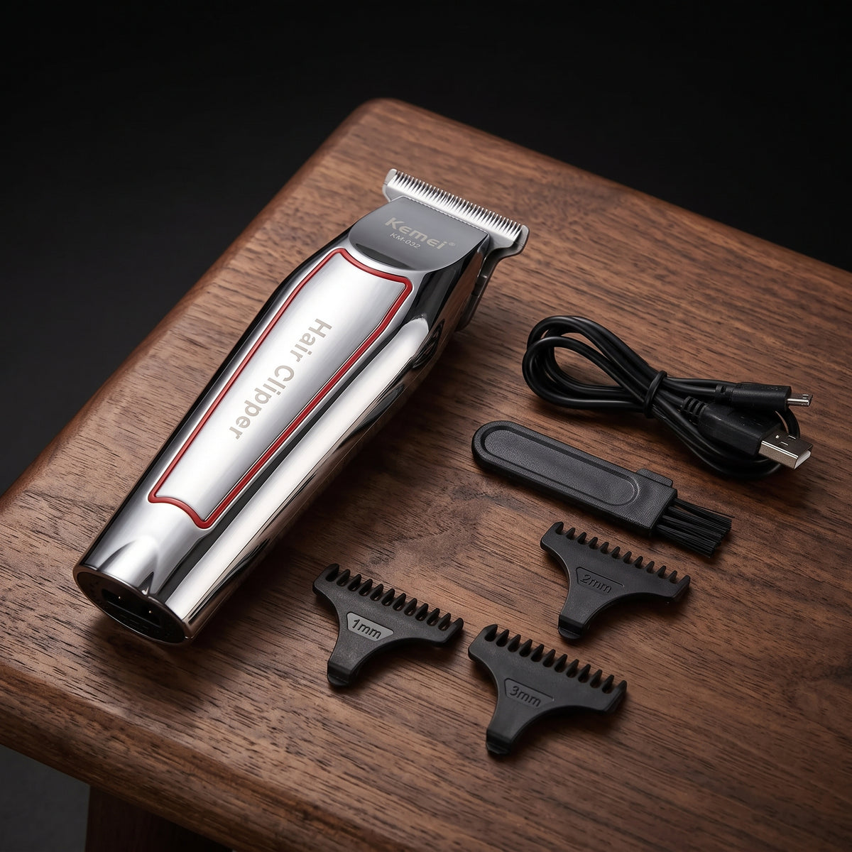 Kemei KM-032 Professional Zero Gapped T-Blade Hair Clipper | Electric Cordless Beard & Hair Trimmer Set