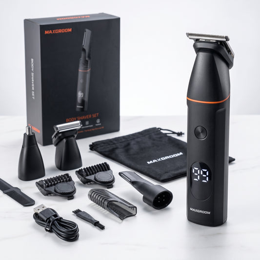 MAXGROOM Waterproof Electric Body Groomer & Nose Hair Trimmer Set (IPX6)