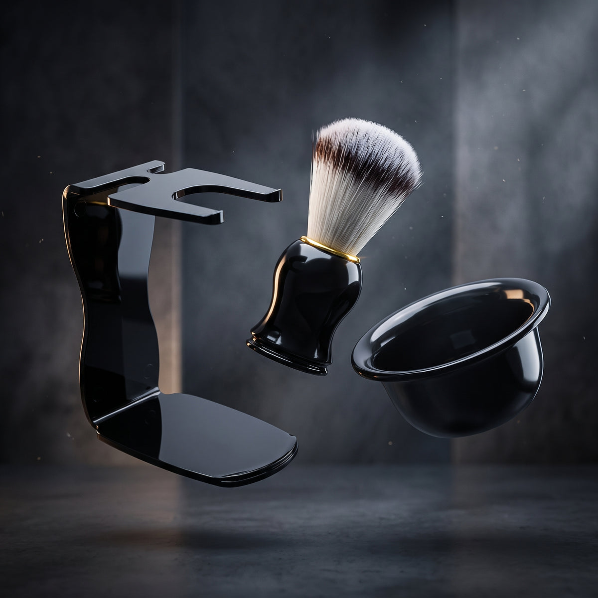 3-Piece Men's Wet Shaving Grooming Set – Razor Brush Holder Stand, Foam Brush & Bowl