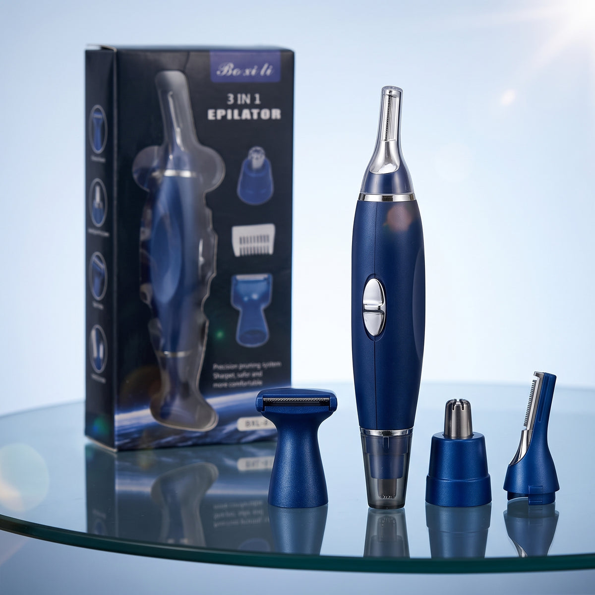 Boxili 3-in-1 Precision Electric Trimmer Kit – Nose, Ear, Eyebrow & Facial Hair Remover