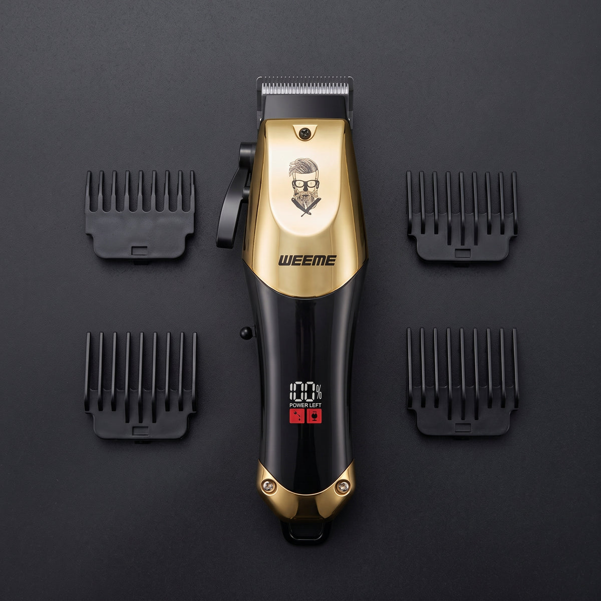 WEEME Professional Hair Clipper Set | Adjustable Taper Lever Cordless Hair Trimmer with Smart LED Display & 4 Guide Combs