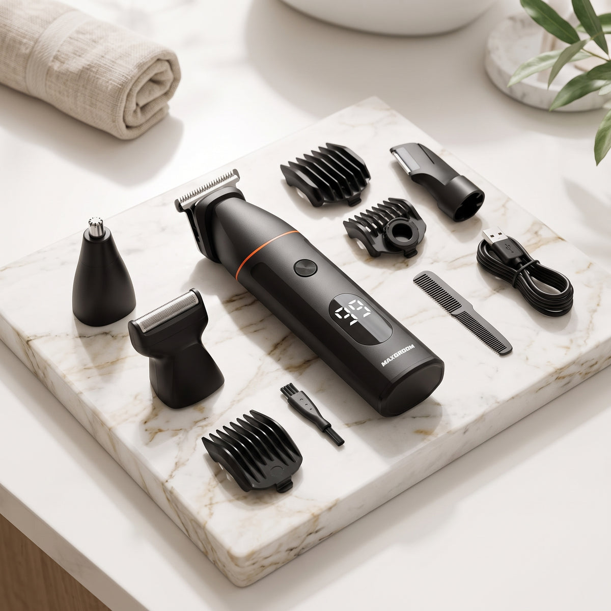 MAXGROOM Waterproof Electric Body Groomer & Nose Hair Trimmer Set (IPX6)