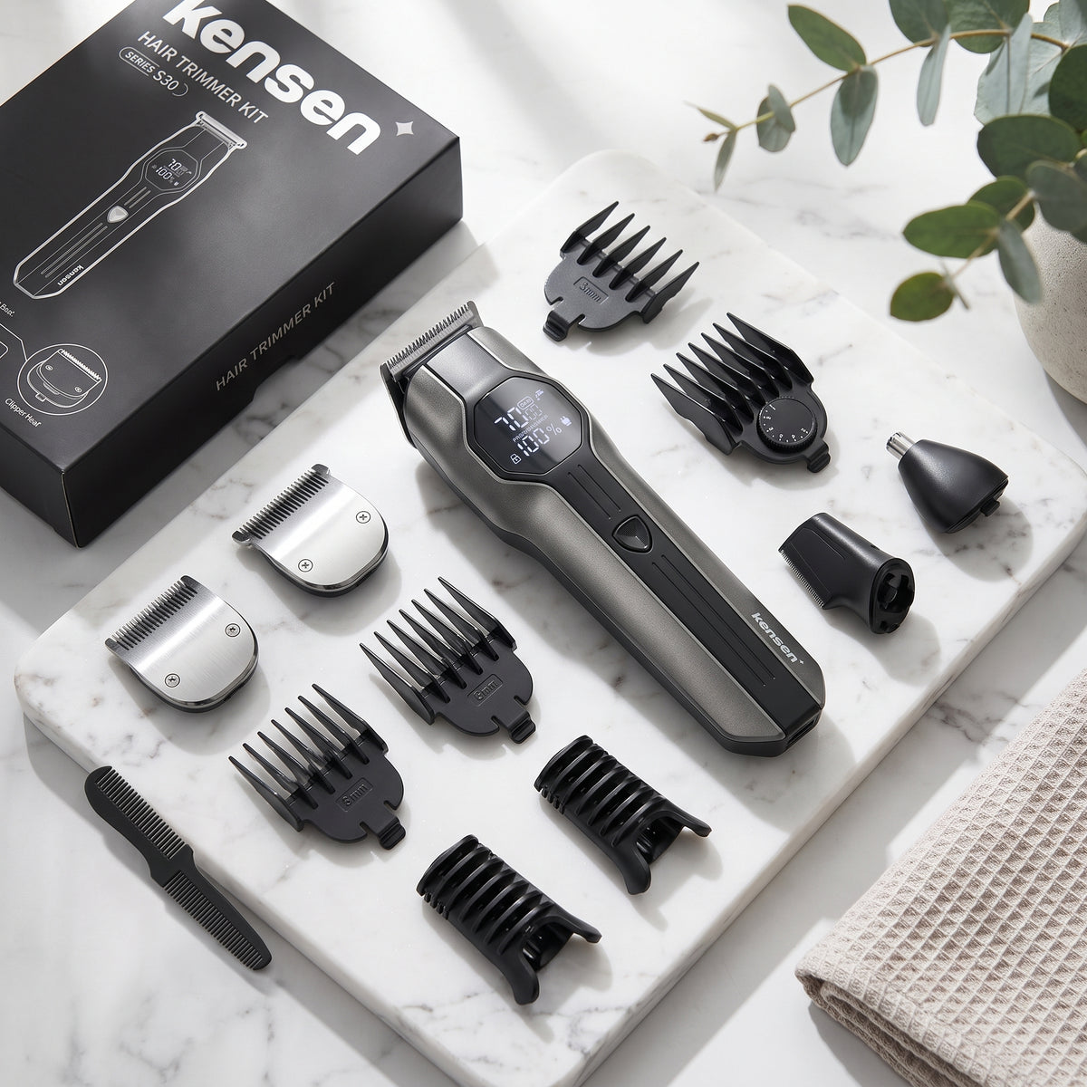 Kensen Professional Hair Clipper & Body Groomer Kit (Series S30) – IPX7 Waterproof Trimmer Set
