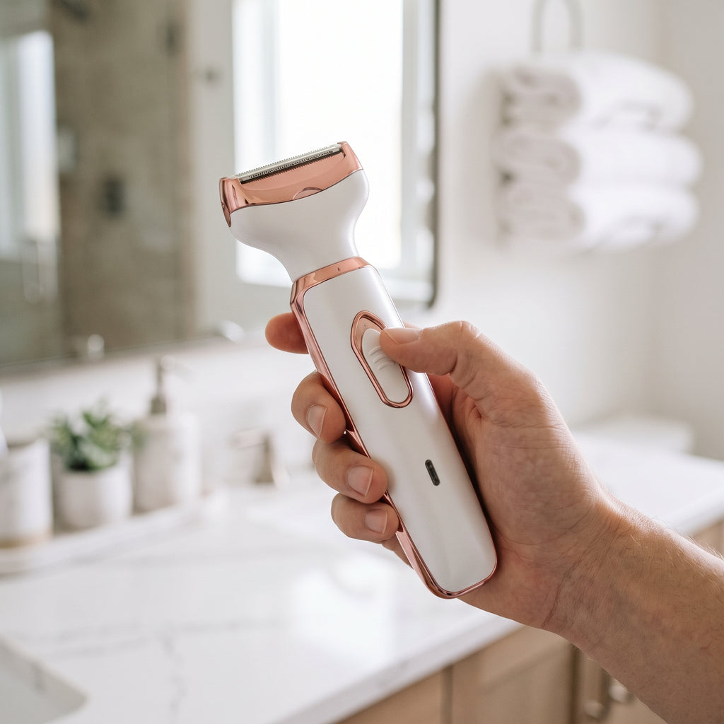 4-in-1 Rechargeable Women’s Grooming Kit – Painless Electric Body Shaver, Eyebrow & Nose Hair Trimmer