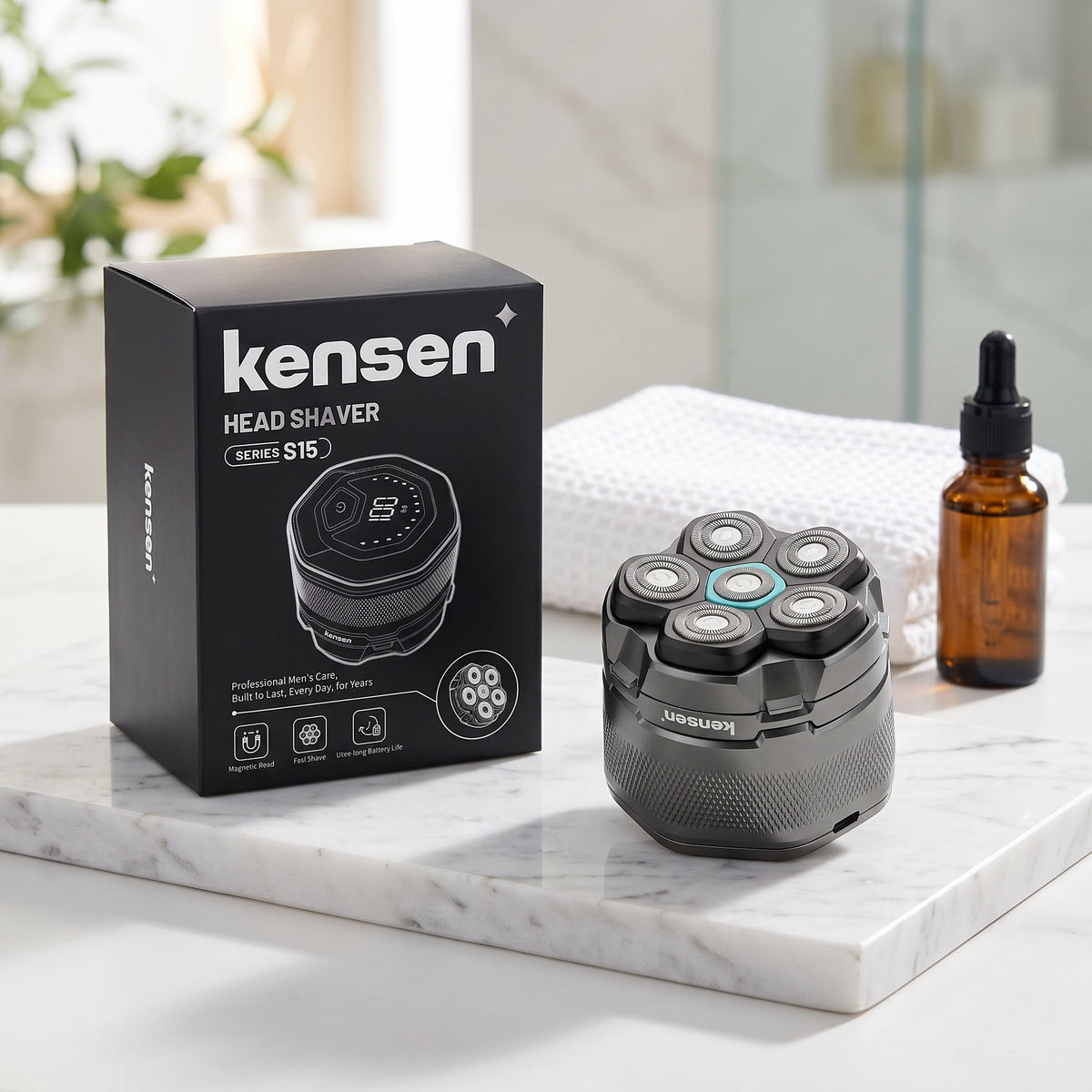 Kensen Professional 6D Rotary Head Shaver – Fast Shaving Bald Head Razor with Magnetic Head