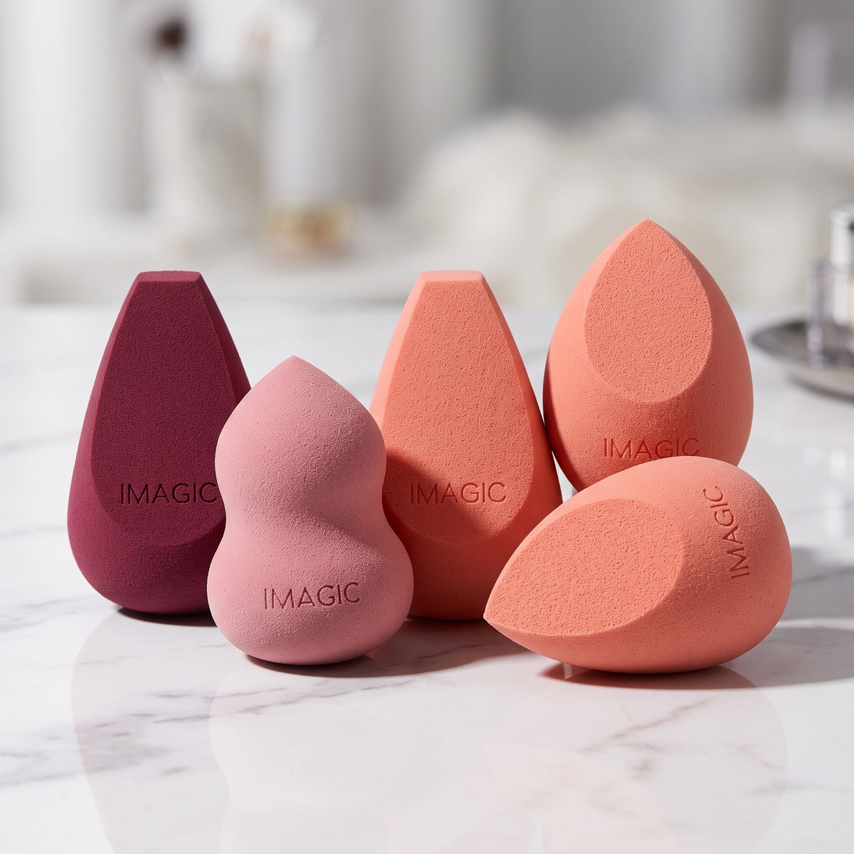 IMAGIC 3-Pcs Professional Makeup Sponge Set – Soft Teardrop Foundation & Contour Blender