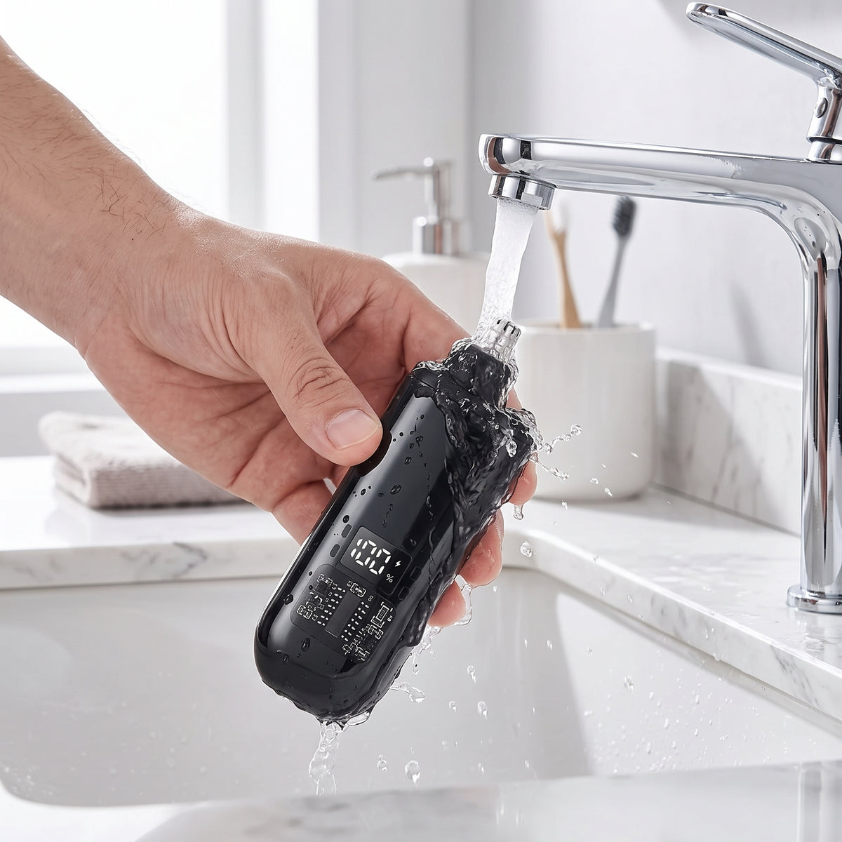 Smart Electric Nose Hair Trimmer with LED Battery Display – Pocket Size Rechargeable Groomer