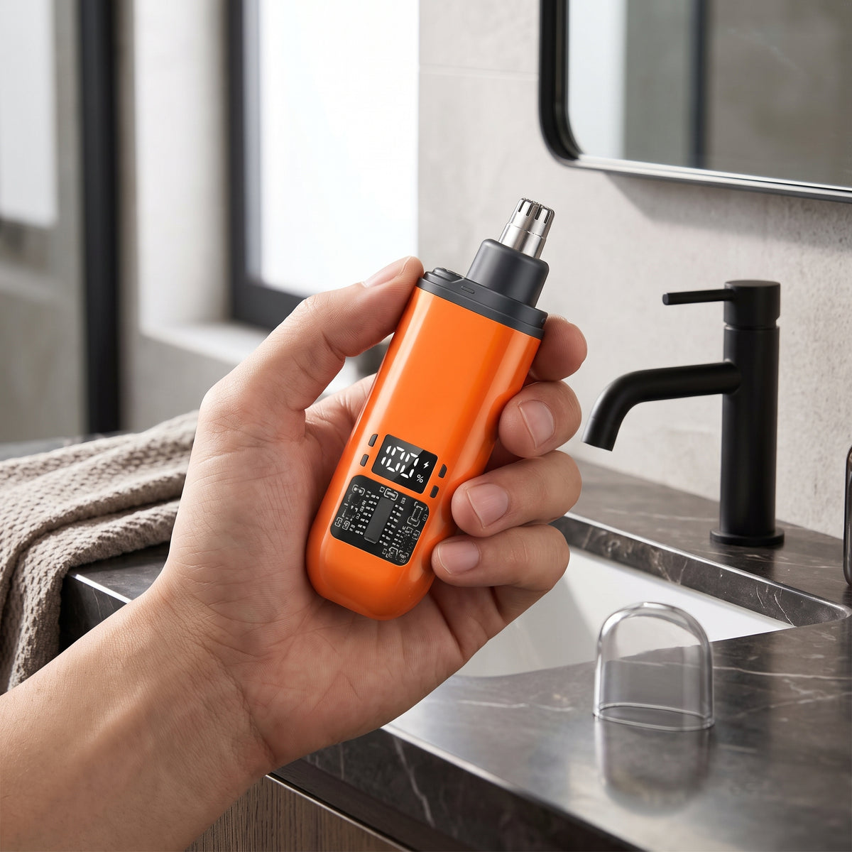 Smart Electric Nose Hair Trimmer with LED Battery Display – Pocket Size Rechargeable Groomer