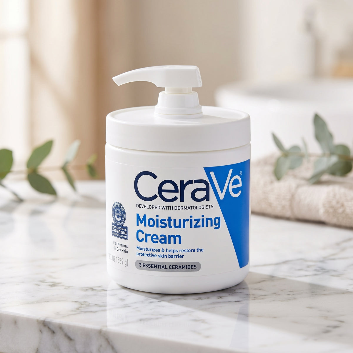 CeraVe Moisturizing Cream with Pump – Hydrating Body & Face Cream with 3 Essential Ceramides & Hyaluronic Acid