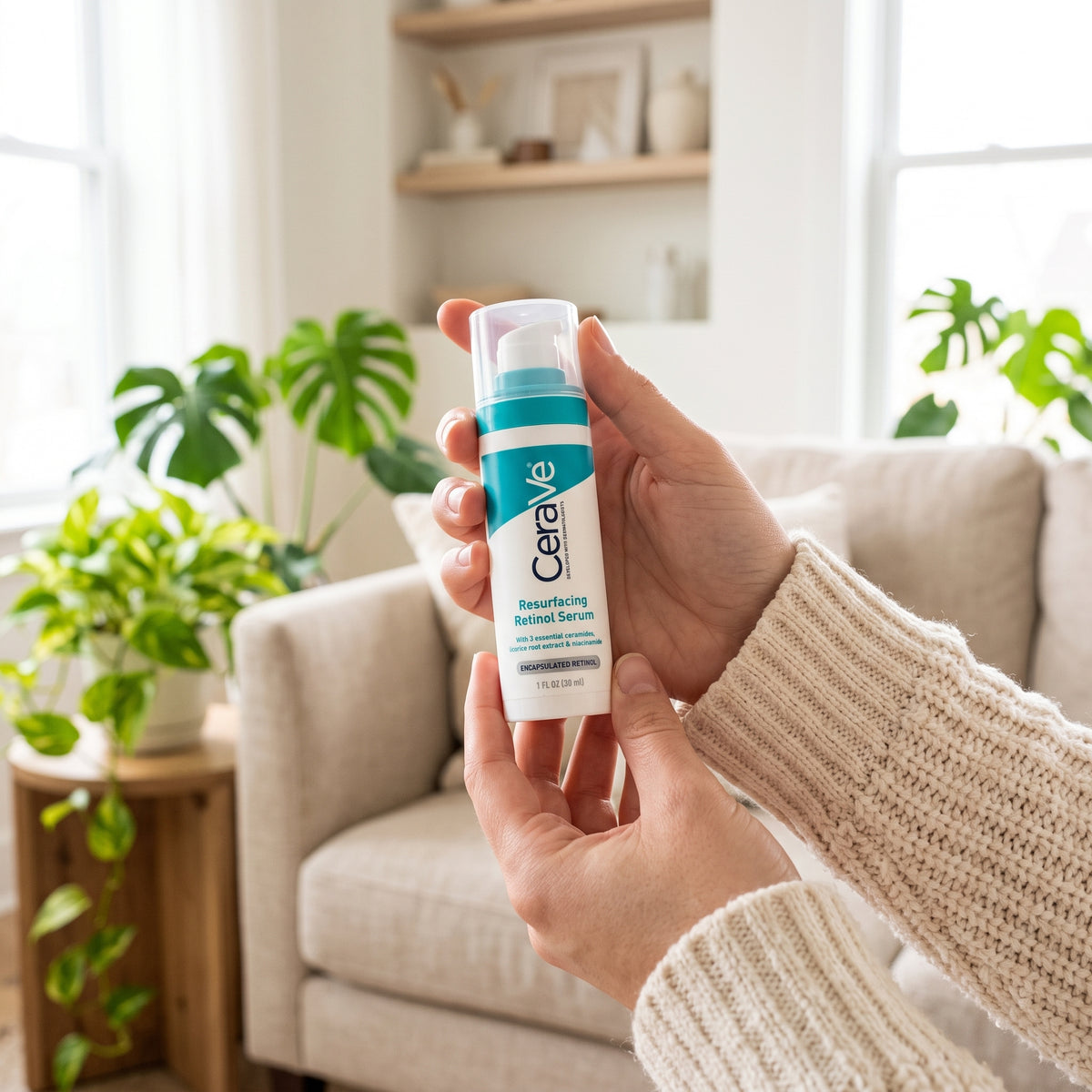 CeraVe Resurfacing Retinol Serum (30ml) – Reduces Post-Acne Marks, Pores & Restores Skin Barrier