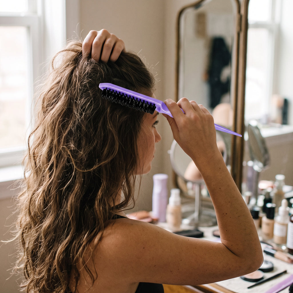 6-In-1 Hair Styling & Braiding Tool Kit with Continuous Water Spray Bottle, Rat Tail Comb & Edge Brush