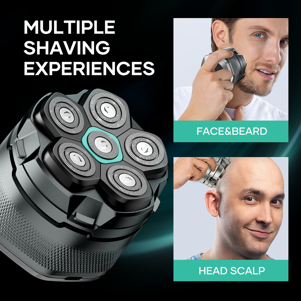Kensen Professional 6D Rotary Head Shaver – Fast Shaving Bald Head Razor with Magnetic Head
