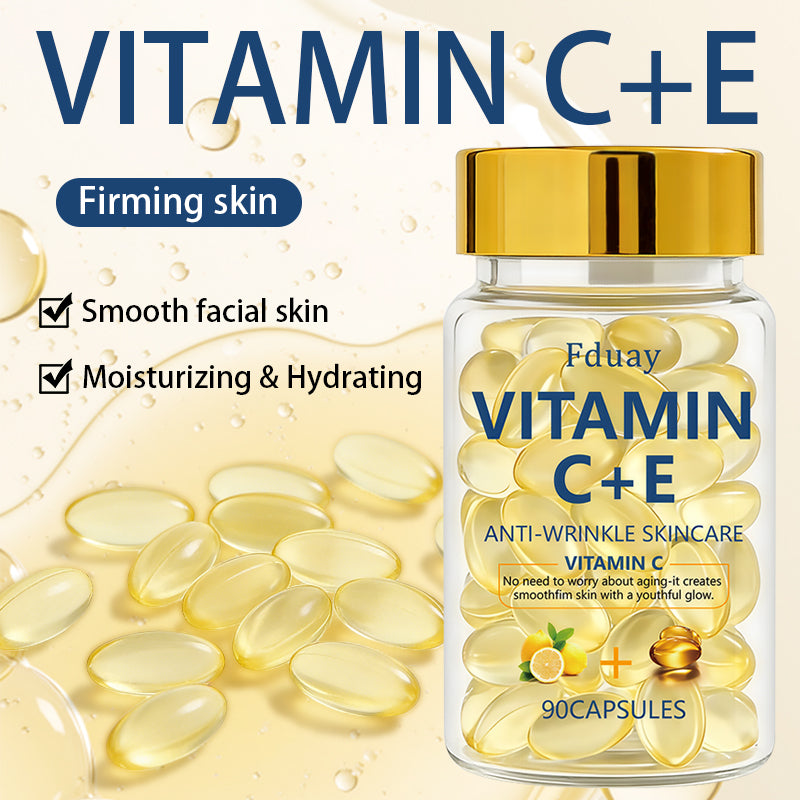 Fduay Vitamin C + E Anti-Wrinkle Facial Serum Capsules – Brightening & Firming Essence