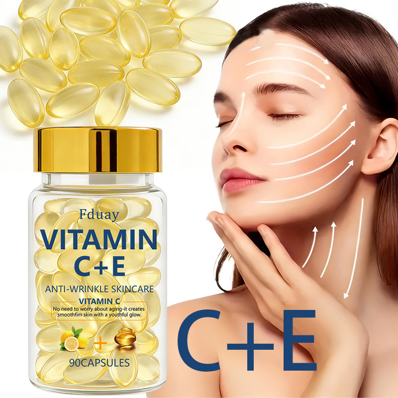Fduay Vitamin C + E Anti-Wrinkle Facial Serum Capsules – Brightening & Firming Essence