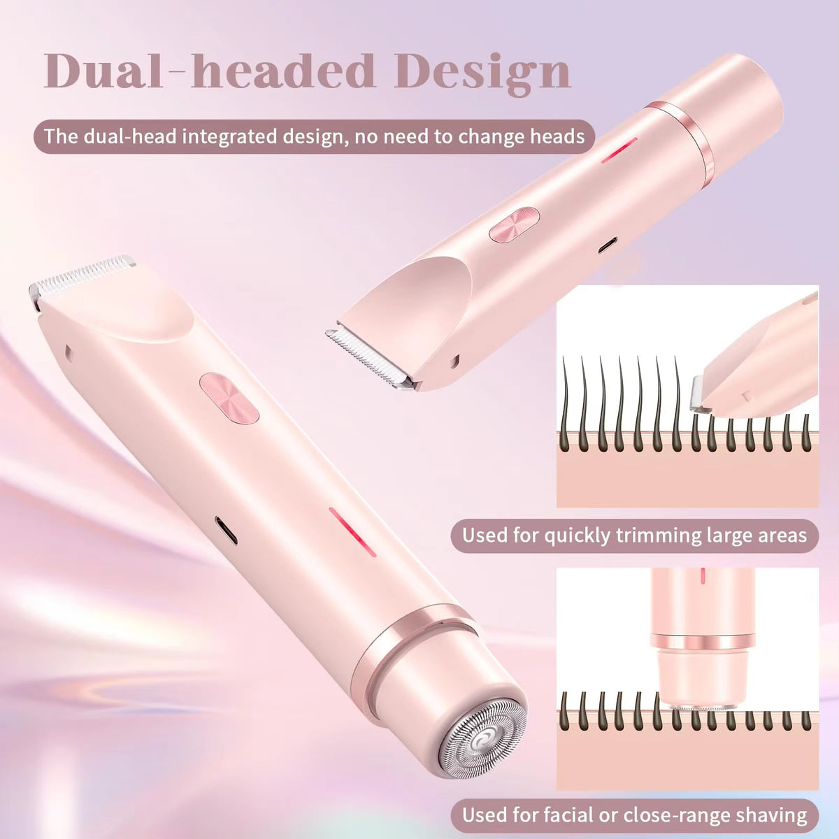 Dual-Head Electric Body Hair Remover – Portable Painless Hair Trimmer for Legs, Underarms & Bikini Area