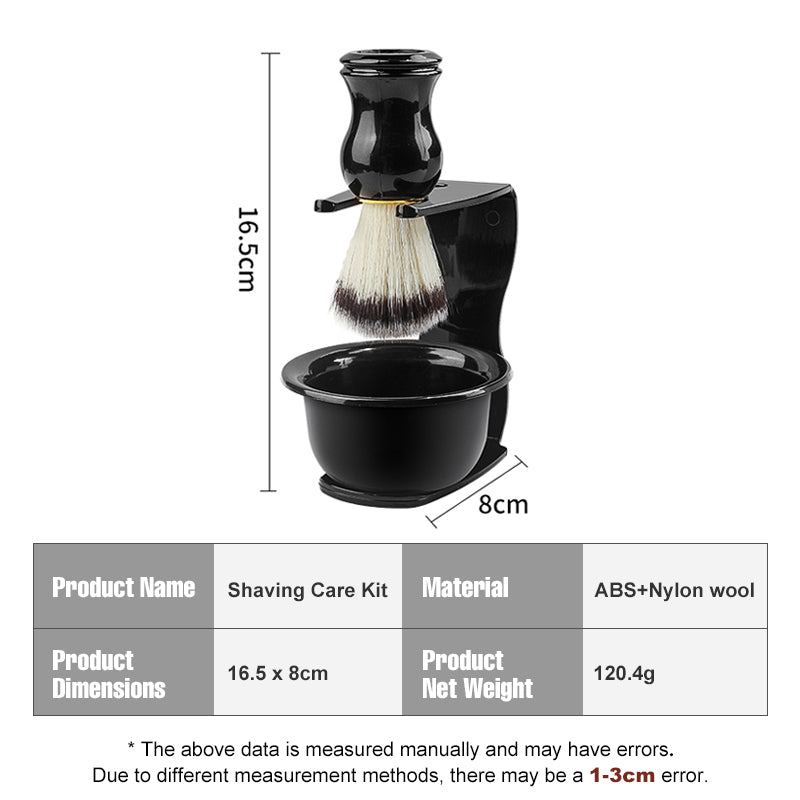 3-Piece Men's Wet Shaving Grooming Set – Razor Brush Holder Stand, Foam Brush & Bowl