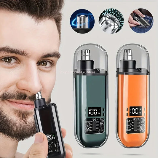 Smart Electric Nose Hair Trimmer with LED Battery Display – Pocket Size Rechargeable Groomer