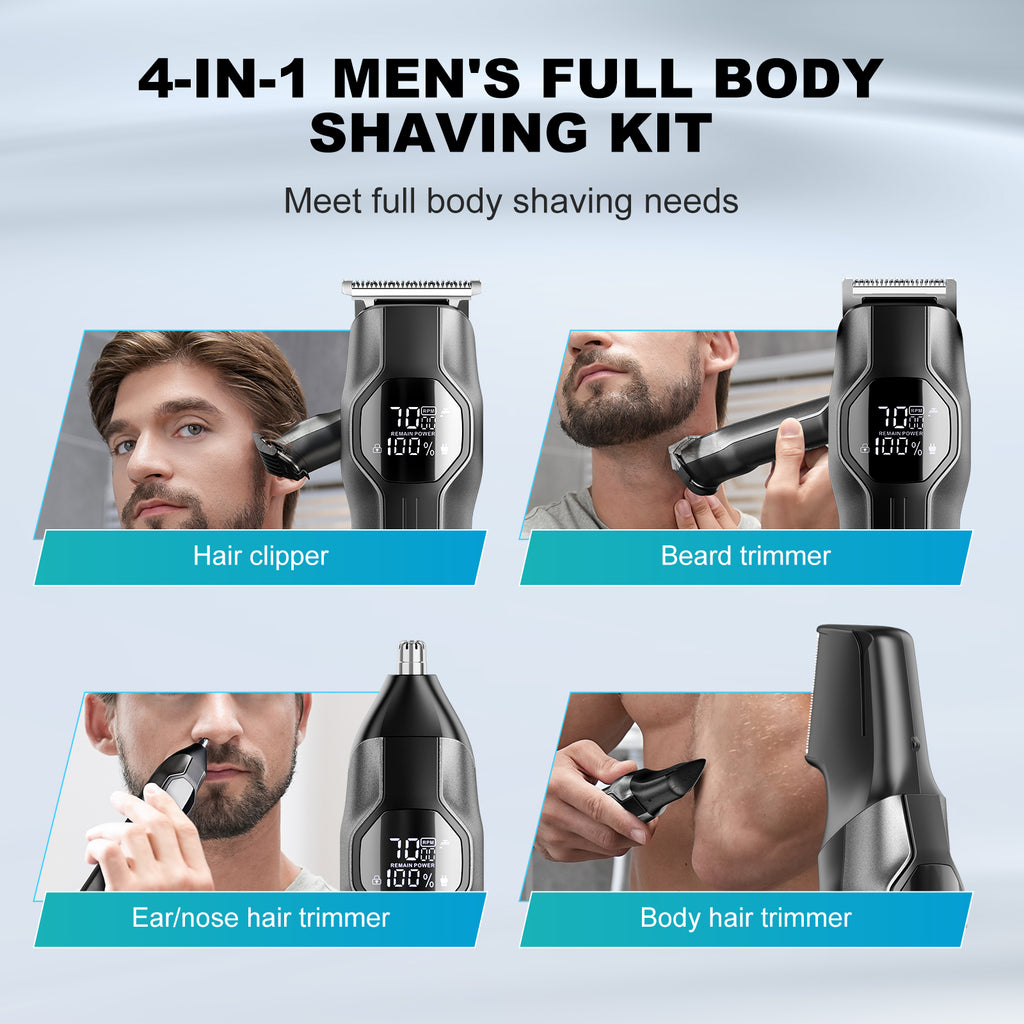 Kensen Professional Hair Clipper & Body Groomer Kit (Series S30) – IPX7 Waterproof Trimmer Set