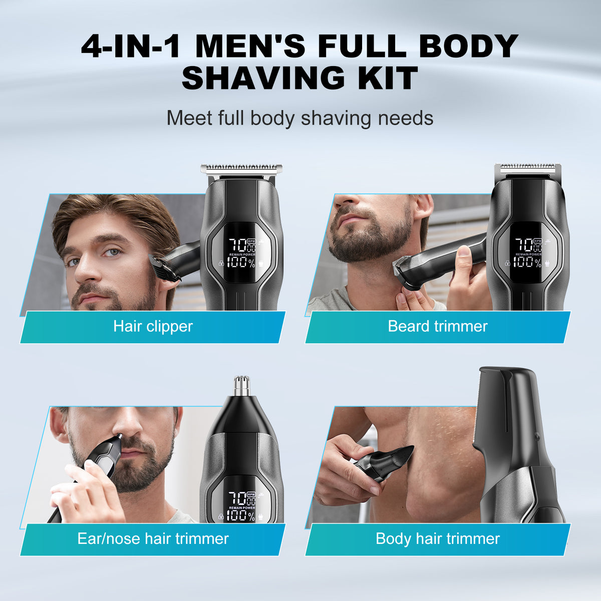 Kensen Professional Hair Clipper & Body Groomer Kit (Series S30) – IPX7 Waterproof Trimmer Set