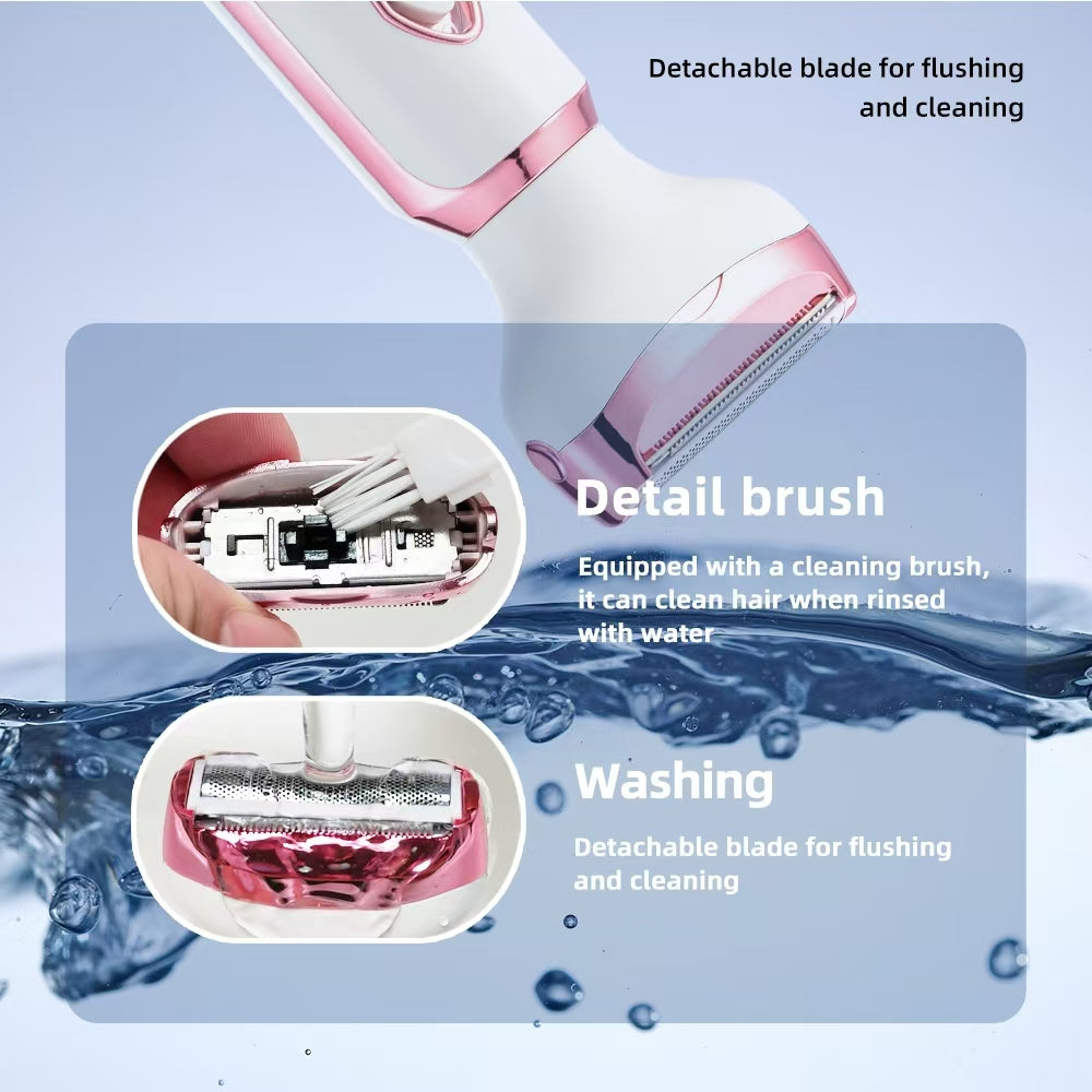 4-in-1 Rechargeable Women’s Grooming Kit – Painless Electric Body Shaver, Eyebrow & Nose Hair Trimmer