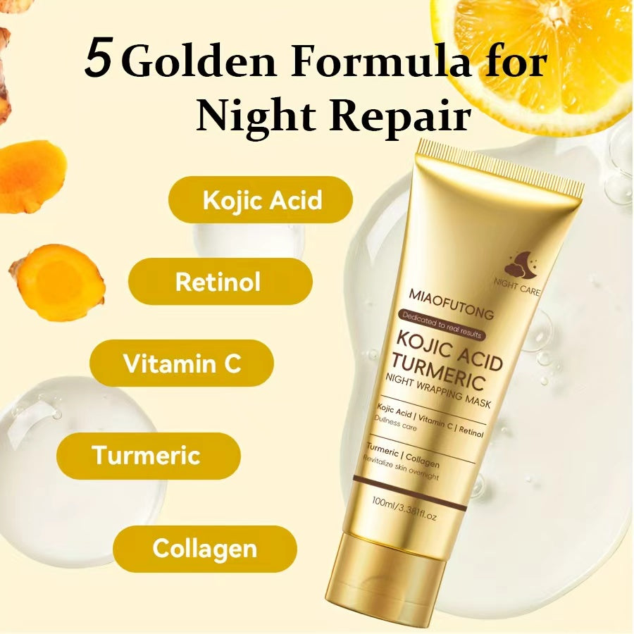 MIAOFUTONG Kojic Acid & Turmeric Night Wrapping Mask – Brightening & Anti-Aging Overnight Face Mask