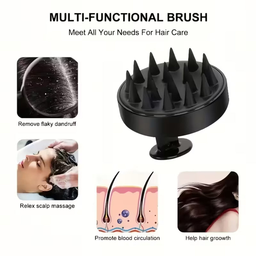 4-in-1 Silicone Bath Grooming Set with Long Handle Back Scrubber, Scalp Massager & Facial Pads