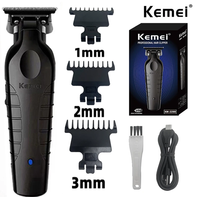 Kemei KM-2299 Zero-Gapped T-Blade Hair Clipper | Electric Cordless Beard & Detail Trimmer Set