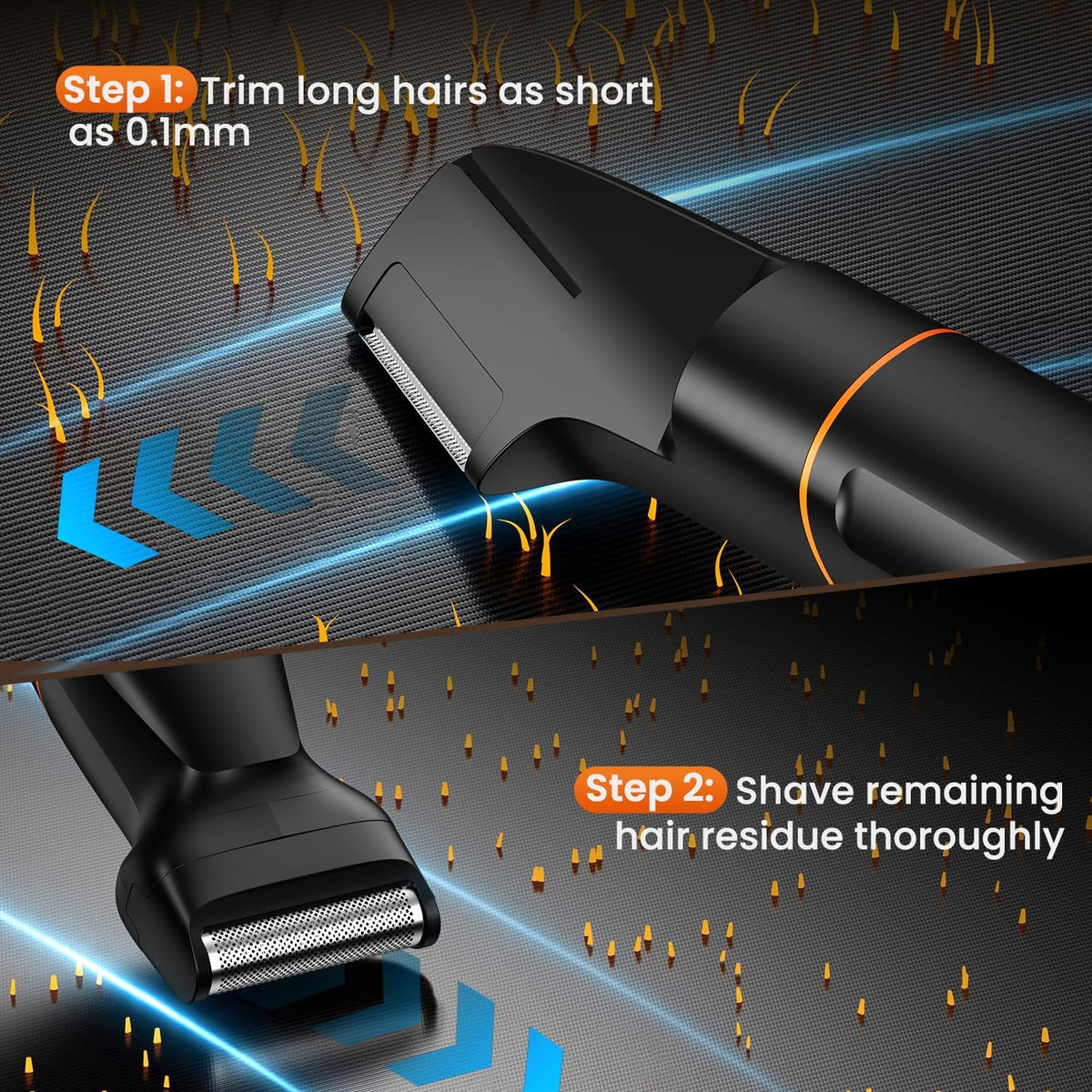 MAXGROOM Waterproof Electric Body Groomer & Nose Hair Trimmer Set (IPX6)