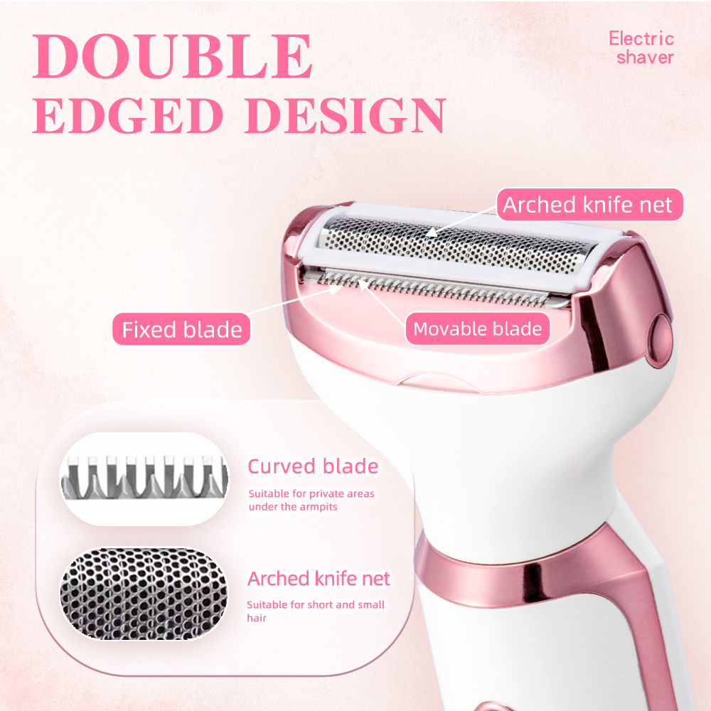 4-in-1 Rechargeable Women’s Grooming Kit – Painless Electric Body Shaver, Eyebrow & Nose Hair Trimmer