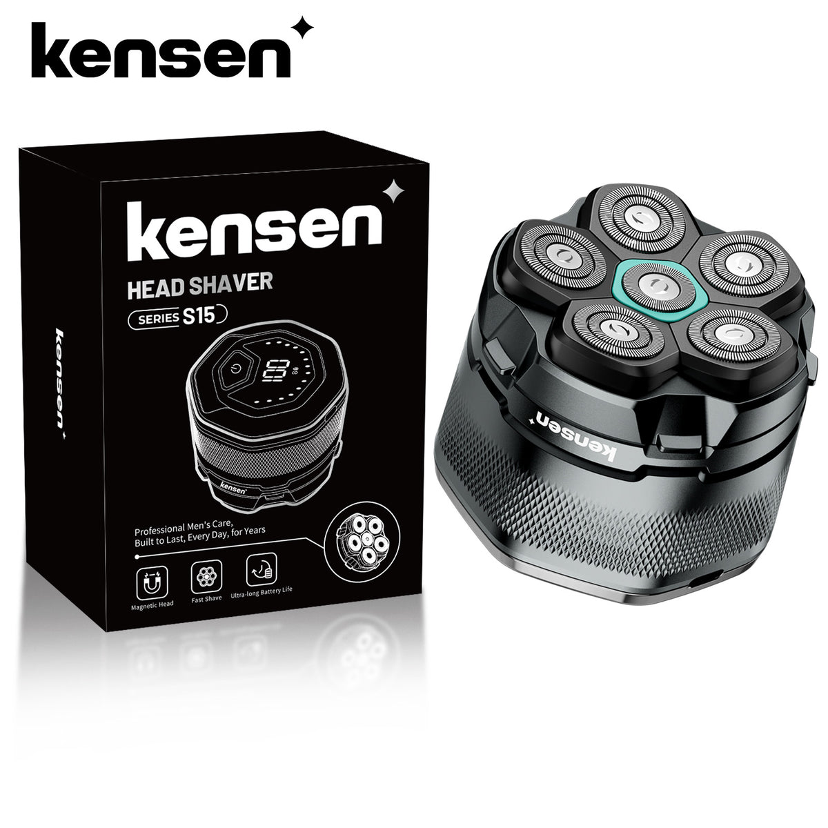 Kensen Professional 6D Rotary Head Shaver – Fast Shaving Bald Head Razor with Magnetic Head