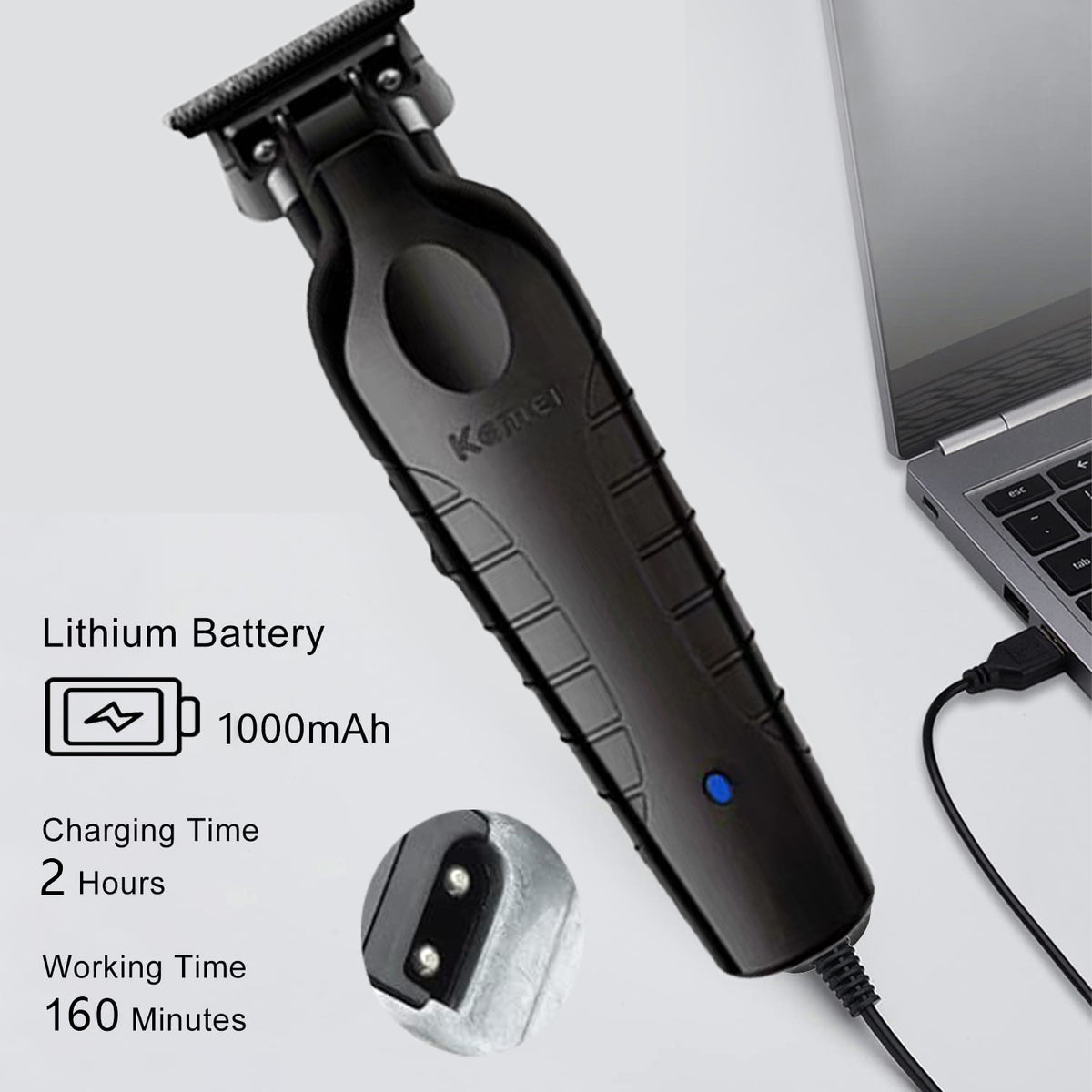 Kemei KM-2299 Zero-Gapped T-Blade Hair Clipper | Electric Cordless Beard & Detail Trimmer Set