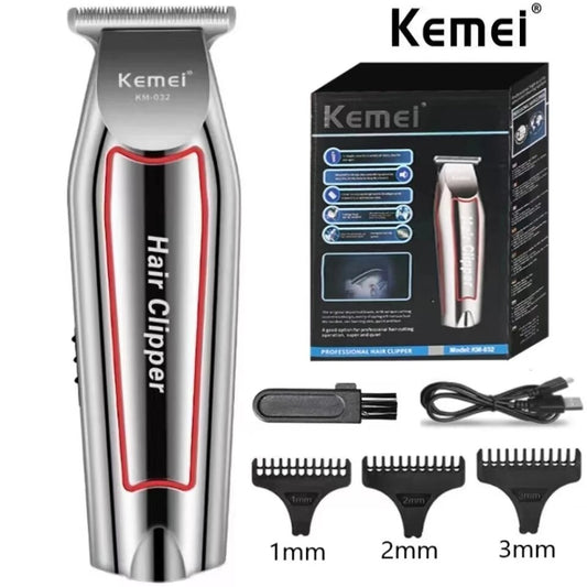 Kemei KM-032 Professional Zero Gapped T-Blade Hair Clipper | Electric Cordless Beard & Hair Trimmer Set