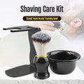 3-Piece Men's Wet Shaving Grooming Set – Razor Brush Holder Stand, Foam Brush & Bowl