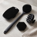 4-in-1 Silicone Bath Grooming Set with Long Handle Back Scrubber, Scalp Massager & Facial Pads