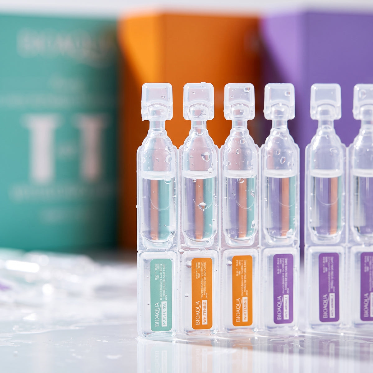 BIOAQUA Beauty Facial Ampoule Serum Set – Anti-Wrinkle, Whitening & Moisturizing Skin Care Ampoules