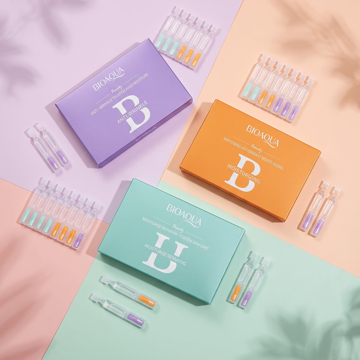 BIOAQUA Beauty Facial Ampoule Serum Set – Anti-Wrinkle, Whitening & Moisturizing Skin Care Ampoules