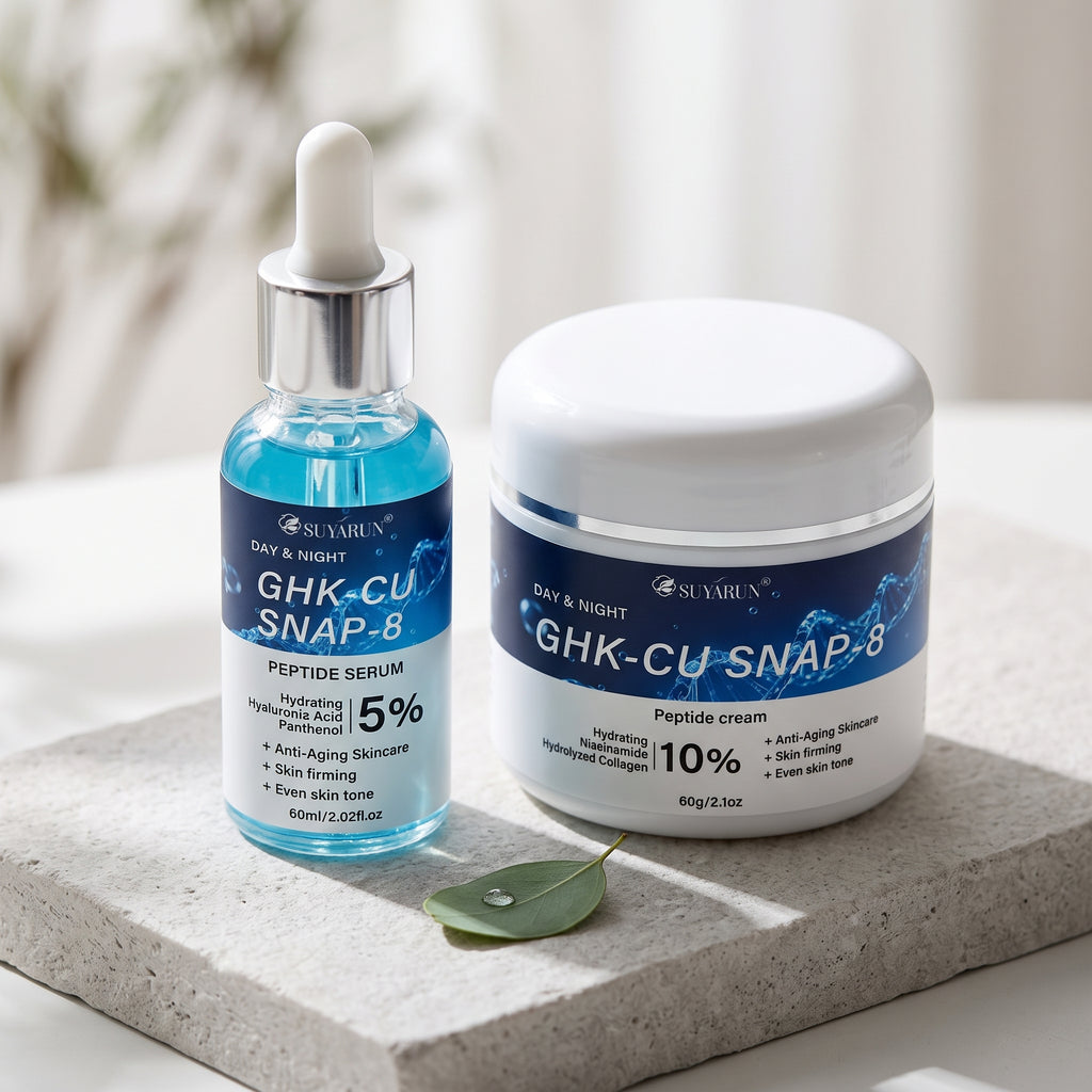 SUYARUN GHK-Cu SNAP-8 Anti-Aging Peptide Serum & Face Cream Set for Skin Firming